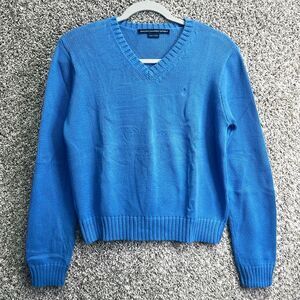Ralph Lauren Sport Sweater Women’s Medium Blue Cotton Knit Long Sleeve Pullover